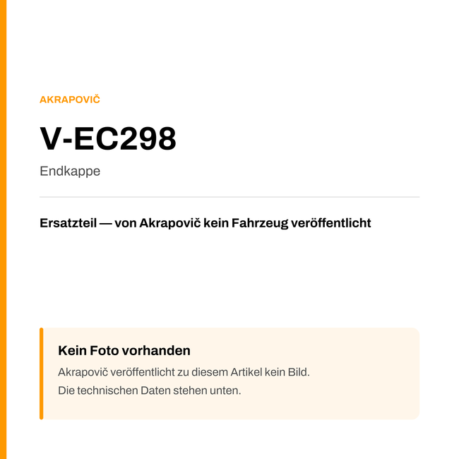 Akrapovic Endkappe V-EC298 — Platzhalter, kein Herstellerfoto verfügbar