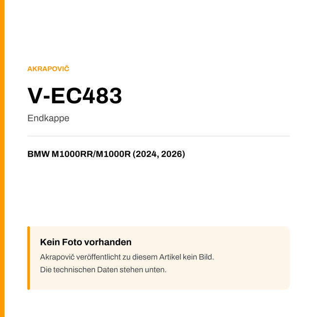 Akrapovic Endkappe BMW M1000RR / M1000R (24-26) V-EC483 — Platzhalter, kein Herstellerfoto verfügbar