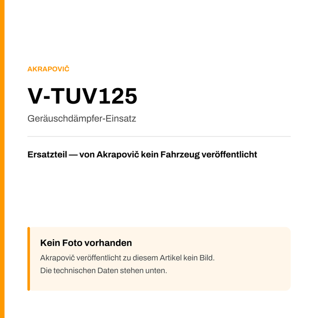 Akrapovic Geräuschdämpfer-Einsatz V-TUV125 — Platzhalter, kein Herstellerfoto verfügbar