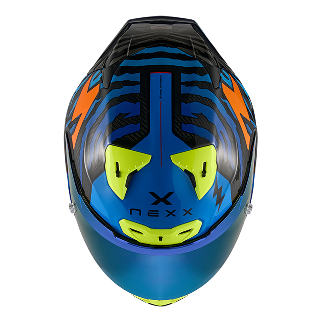Nexx X.R3R Helm Ziger Carbon Orange Blau 01XR323513169