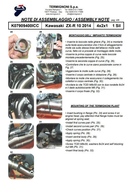 ターミニョーニ 完全排気システム チタン Kawasaki ZX-10 R/RR (16-20) K08010200TCC 