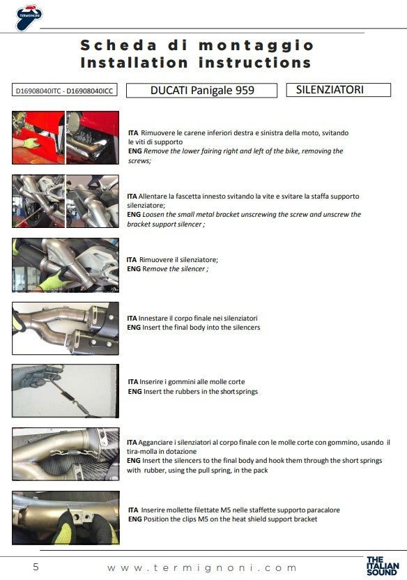 ターミニョーニ スリップオンフォース チタニウム ダucati パニガーレ 959 (16-19) D16908040ITC 