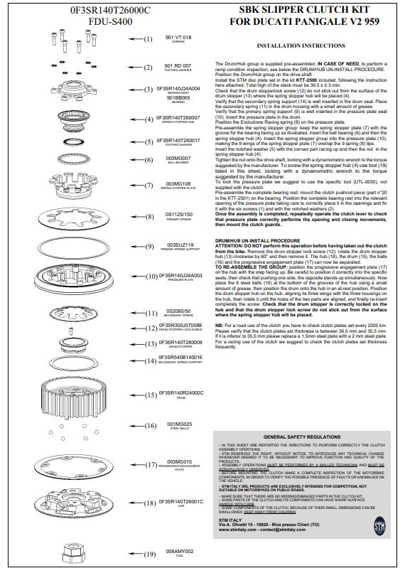 STM EVO SBK ドライクラッチ Ducati Panigale V2 955 (20-24) KTT-2500 
