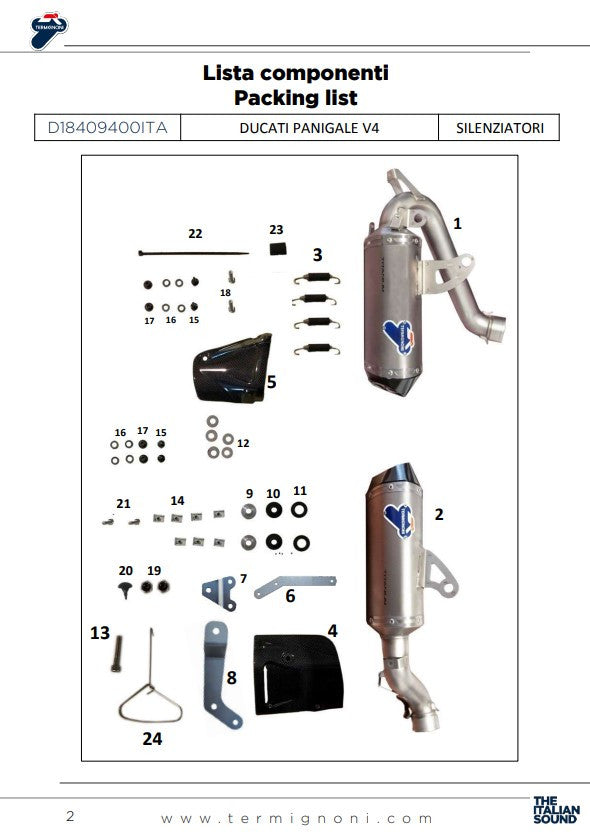 ターミニョーニ スリップオンキット ブラックエディション ドゥカティ パニガーレ V4/S/R (18-24) D18409400INA 