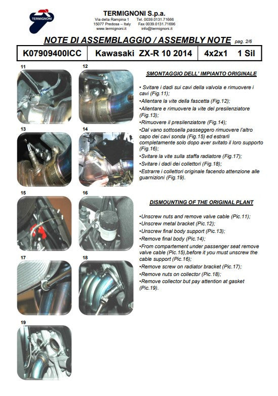 ターミニョーニ 完全排気システム チタン Kawasaki ZX-10 R/RR (16-20) K08010200TCC 