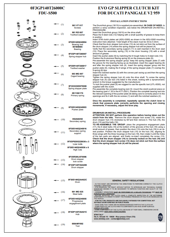 STM EVO GP ドライクラッチ Ducati Panigale V2 955 (20-24) KTT-2600 