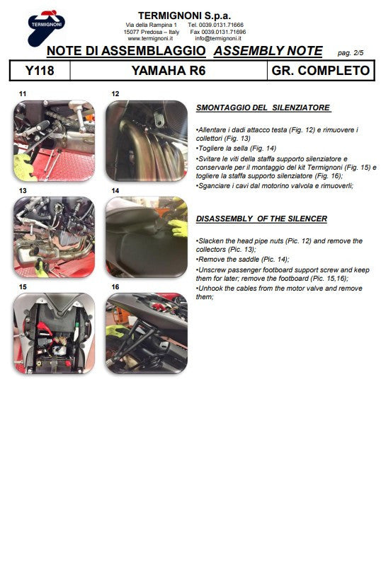 ターミニョーニ 完全排気システム チタニウムキット-SSP バージョン ヤマハ YZF-R6 (06-25) Y11810200TCC 