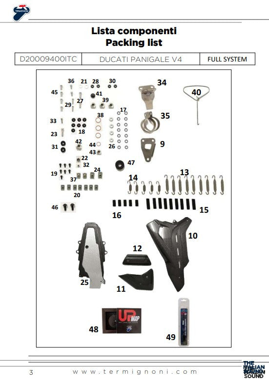 タミニョーニ 完全排気システム ステンレス D200 RHT ドゥカティ パニガーレ V4 R (19-24) D20009400ITC 