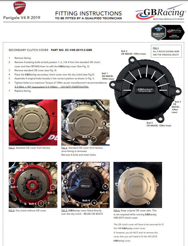 モーターカバー プロテクター 完全セット GBRacing ドゥカティ パニガーレ V4 R (19-21) 