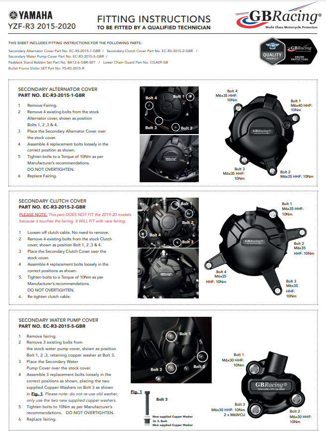 ライトマシンプロテクター保護カバー GBRacing Yamaha YZF-R3 (15-25) 