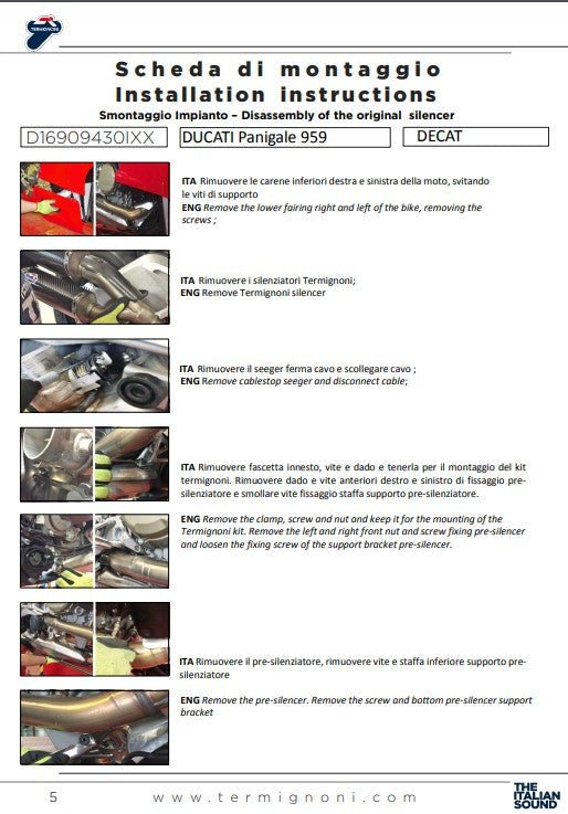 ターミニョーニ キャット交換パイプ ドゥカティ パニガーレ 959 (16-19) D16909430IXX 