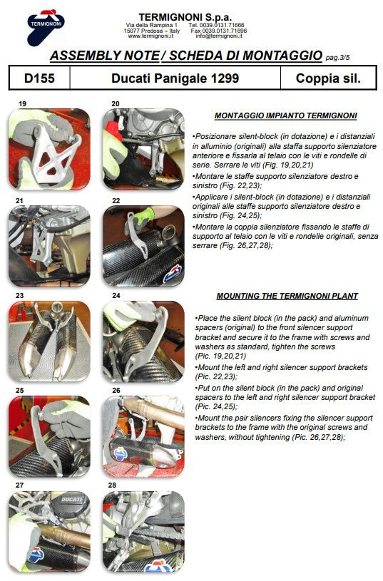 TermignoniスリップオンキットカーボンDucati Panigale 1299/S (15-18) D155102CPT+D155Y2 