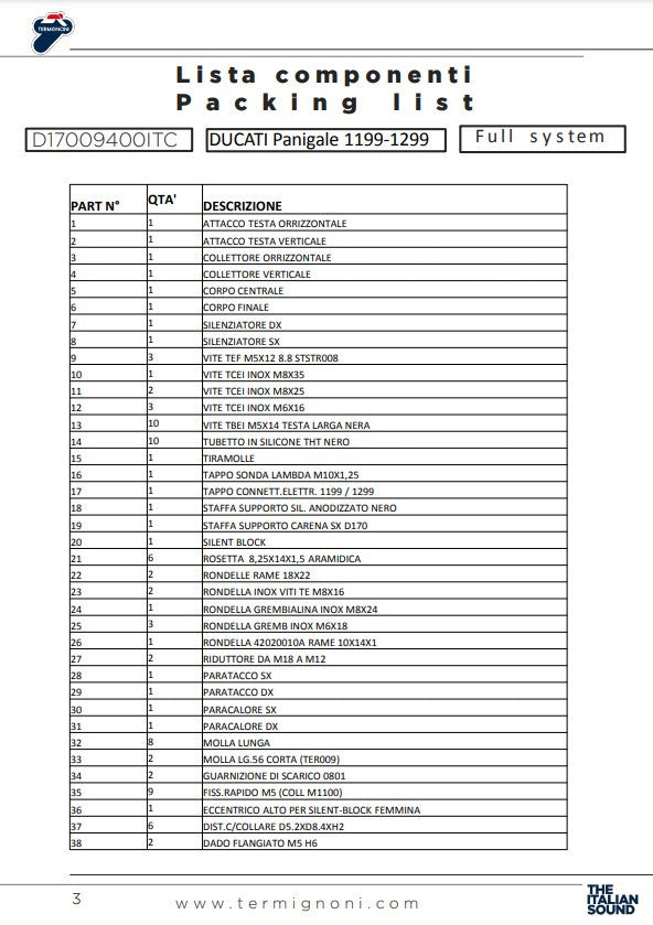 ターミニョーニ 完全排気システム フォース ダカール パニガーレ 1199/R/S (12-17) D17009400ITC 