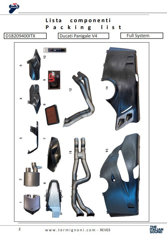 ターミニョーニ ステンレス製フルエキゾーストシステム 4USCITE ドゥカティ パニガーレ V4 R (19-24) D18209401ITX 