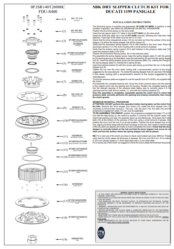 STM EVO SBK ドライクラッチ Ducati Panigale 1199/1299 KTT-0400 