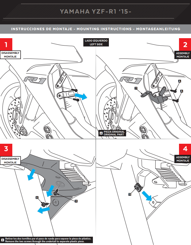 プイグウィングレットスポイラー ダウンフォース ヤマハ YZF-R1/M RN32 RN49 (15-19) 9766 