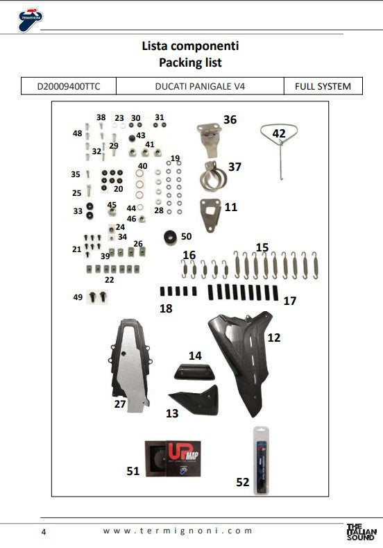 ターミニョーニ 完全排気システム チタン D200 RHT ドゥカティ パニガーレ V4/S (18-24) D20009400TTC 