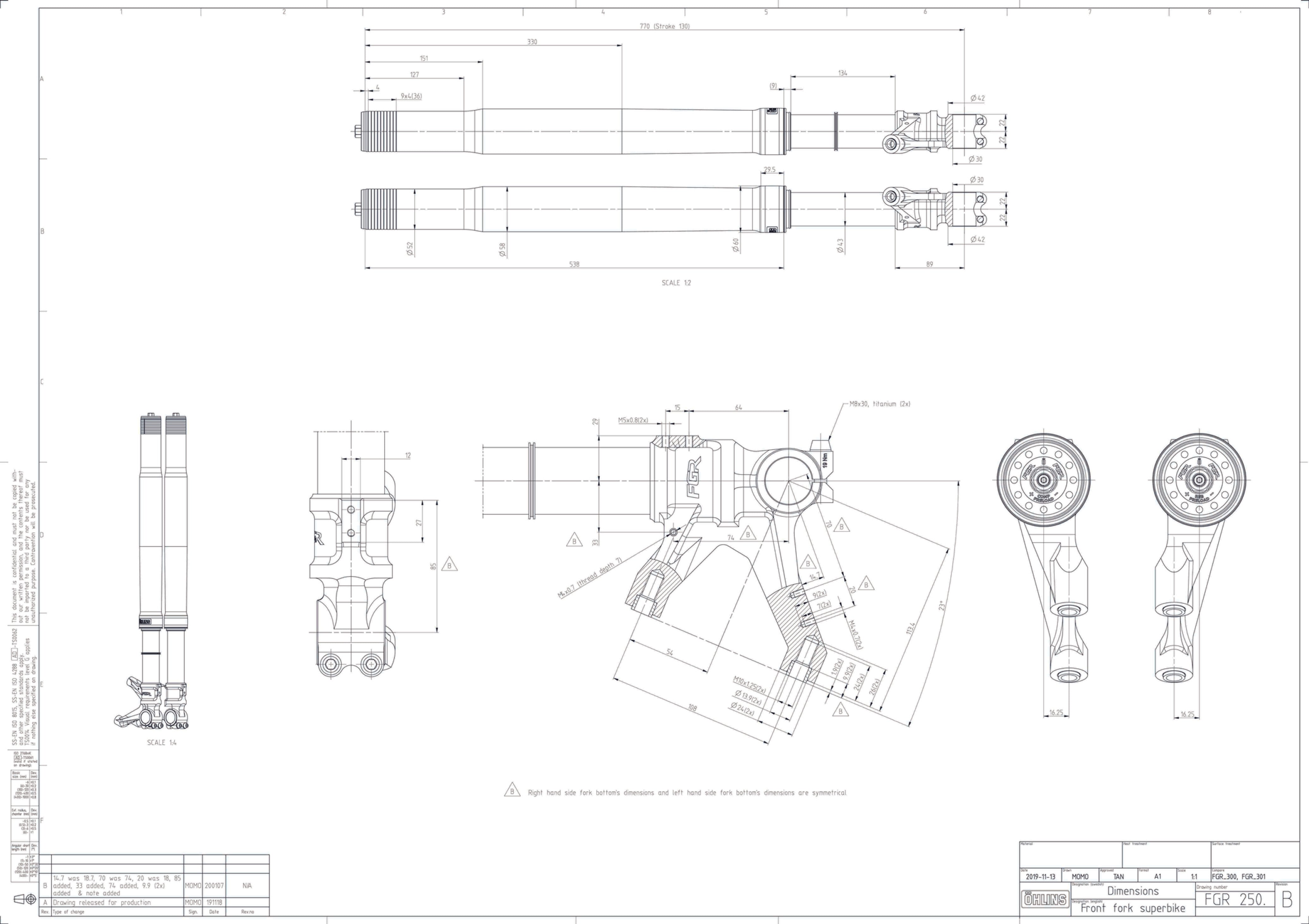 Öhlins FGR 250 レーシングフォーク USD テレフォーク レーシングスポーツ 