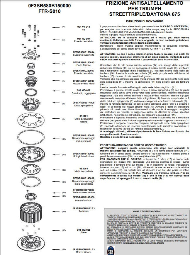 STM アンチホッピングクラッチ トライアンフ デイトナ 675 (06-12) FTR-S010 
