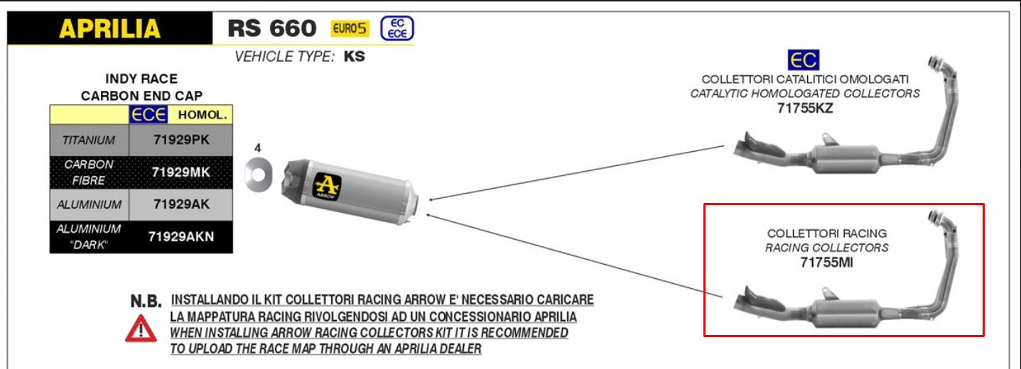 Arrow Racing Krümmer Edelstahl Aprilia RS 660 (20-25) 71755MI