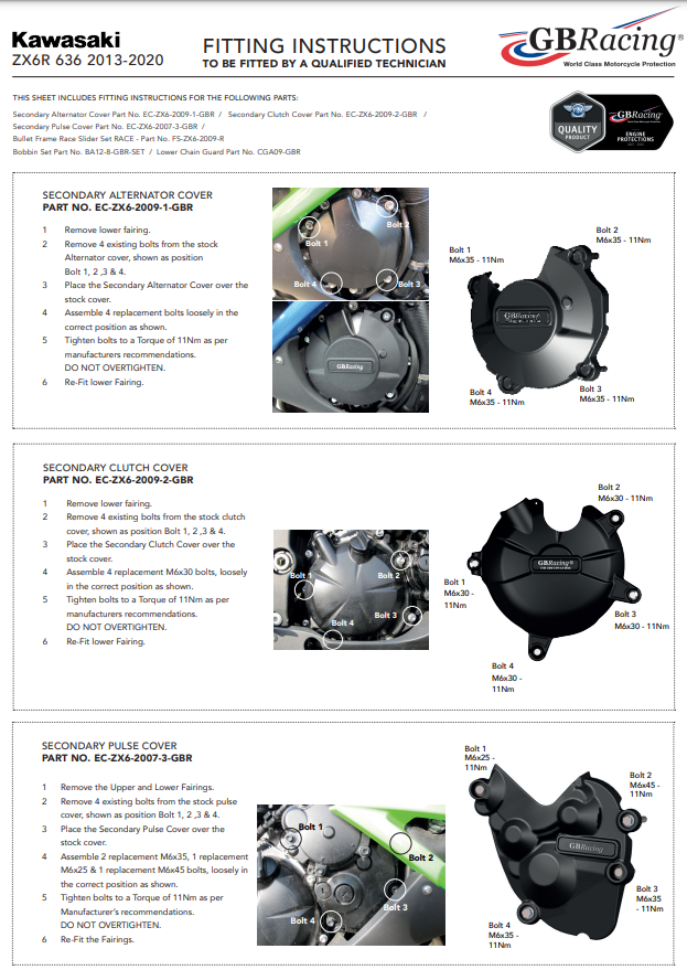 ライトマシンプロテクター保護カバー GBRacing カワサキ ZX-6R/636/RR (07-25) 