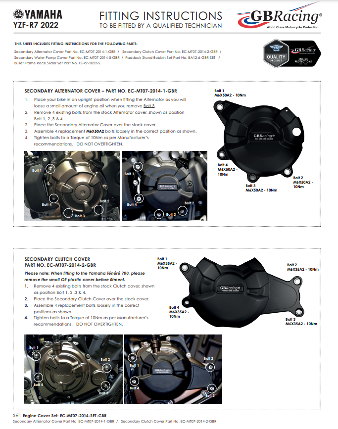 ライトマシンプロテクター保護カバー GBRacing Yamaha YZF-R7 (22-25) 