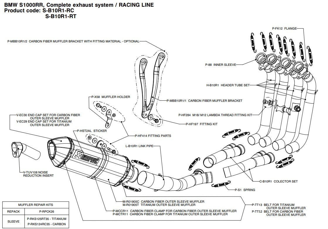 アクラポビッチ レーシングライン（ステンレス） BMW S1000RR K46 (10-14) S-B10R1-RC 