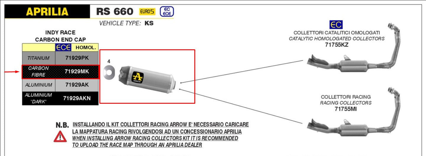 アロー スリップオン インディ レース カーボン アプリリア RS 660 (20-25) 71929MK 